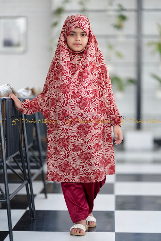 Bareerah Jilbab printed Maroon - Modest Collection