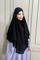 2 Layer Short Khimar Black