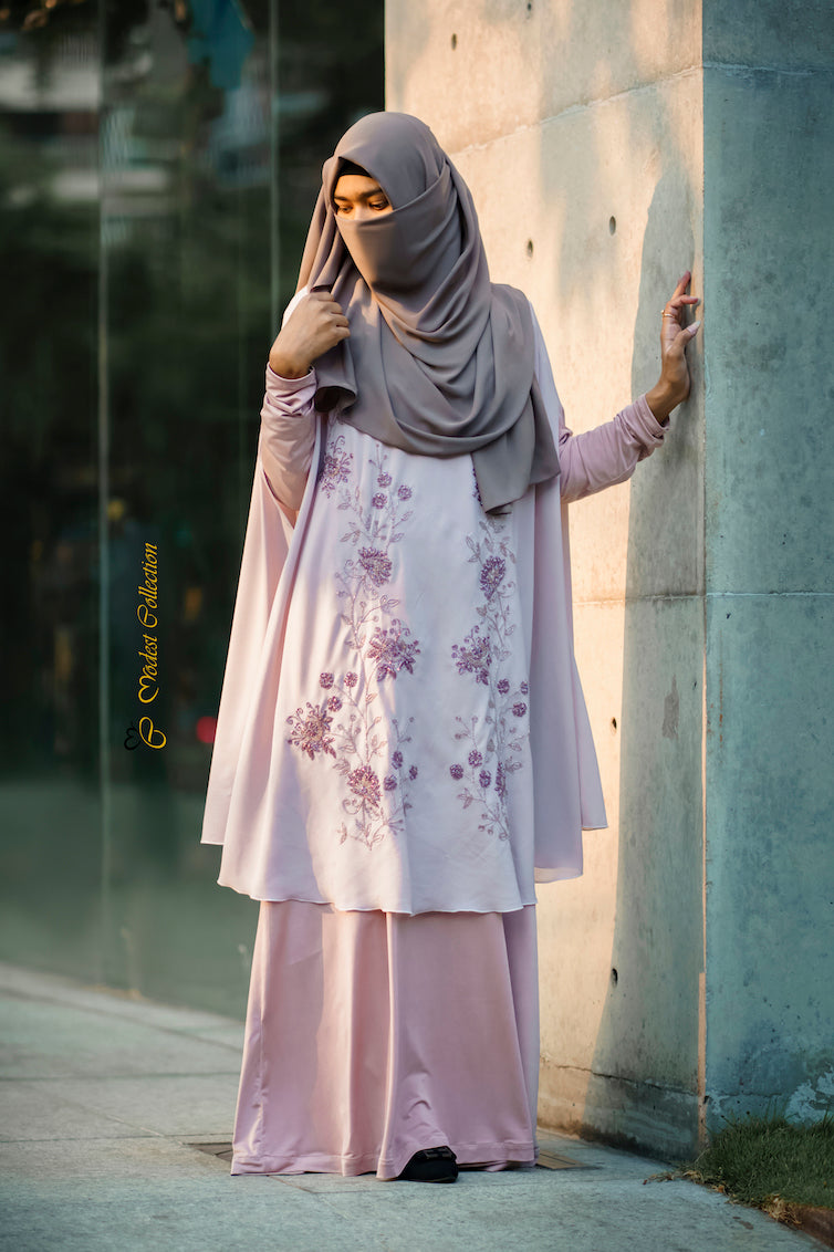 Rasna Cape Dress Pastel Purple - Modest Collection