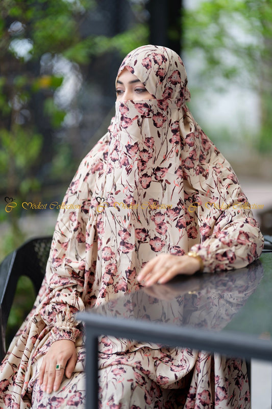 Niqab Khimar Purple floral - Modest Collection