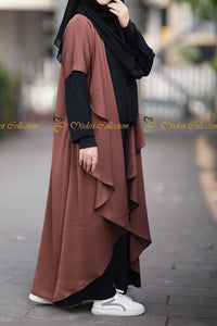 Waterfall Shrug Abaya dark brown - Modest Collection