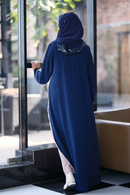 Dual Shade Elegant Umrah Abaya Umber-Navy