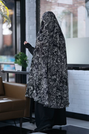 Georgette Khimar with Pockets Black Print