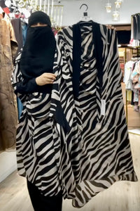 Amaya Niqab attached Jilbab Zebra printed