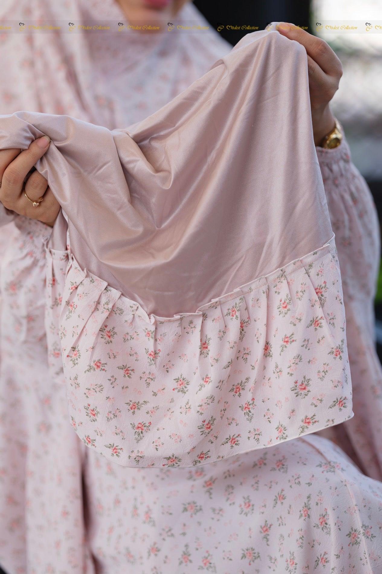 Baby Hijab Peach Floral - Modest Collection