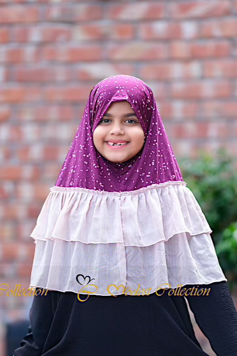 Baby Hijab double frill Purple