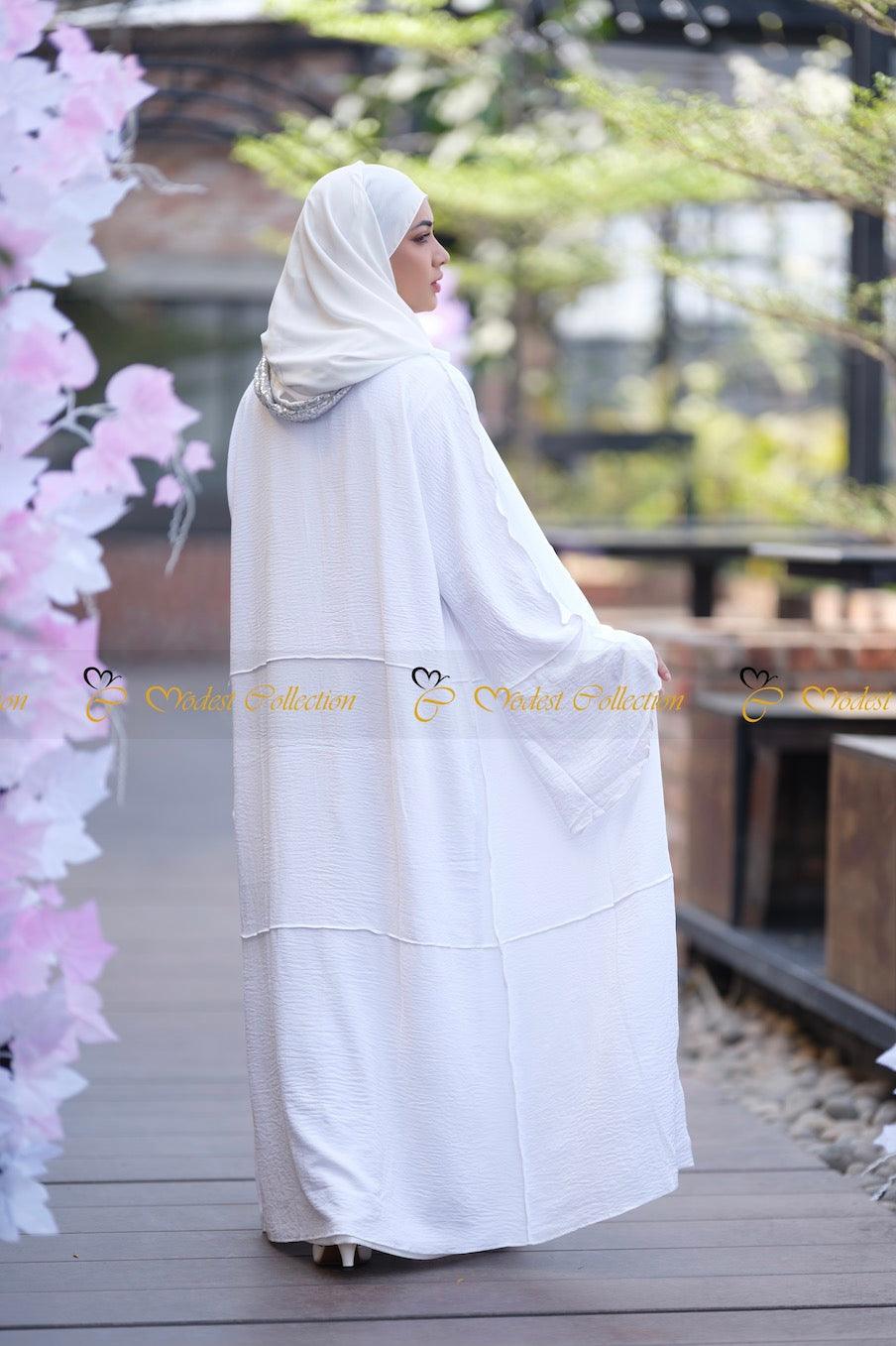 Bianca two piece Abaya with Shrug set for Umrah - Modest Collection