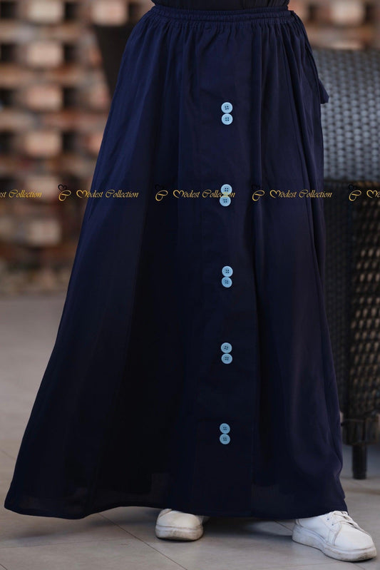 Button Skirt Navy - Modest Collection