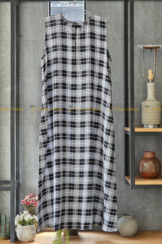 A-line sleeveless inner Checkered