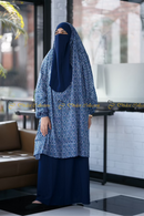 Cotton Prayer Jilbab Printed Navy