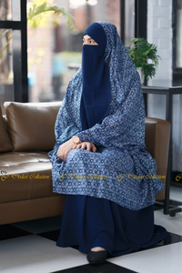 Cotton Prayer Jilbab Printed Navy