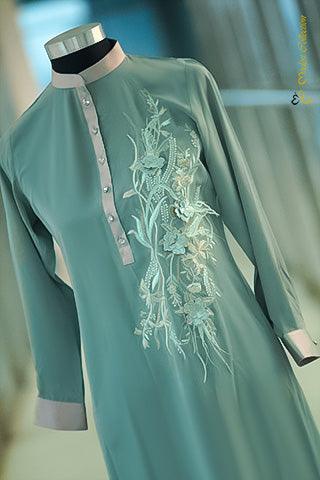 Fatima Kurti embroidered Mint - Modest Collection