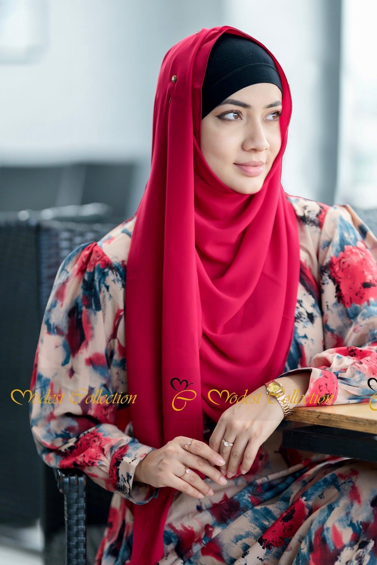 Georgette Hijab Crimson - Modest Collection