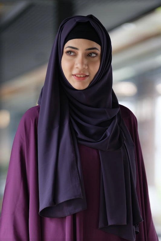 Georgette Hijab Grey Purple