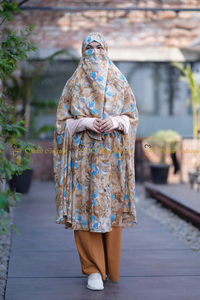 Georgette Khimar with Pockets Printed Golden