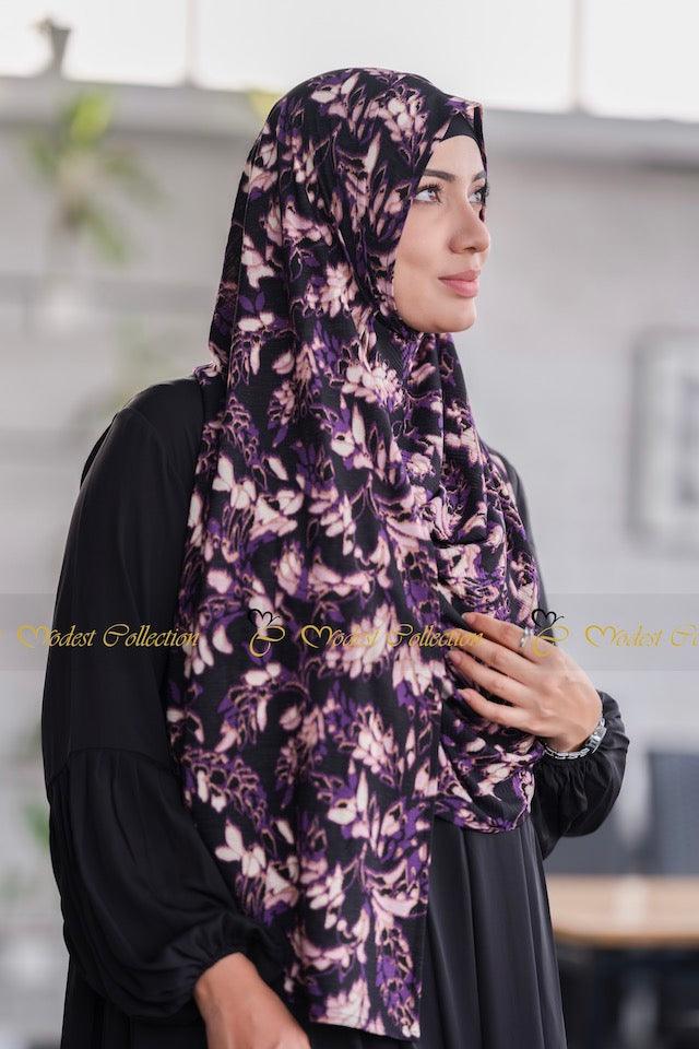 Instant hijab floral black - Modest Collection