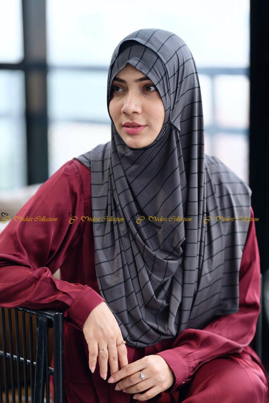Instant hijab Striped Ash - Modest Collection
