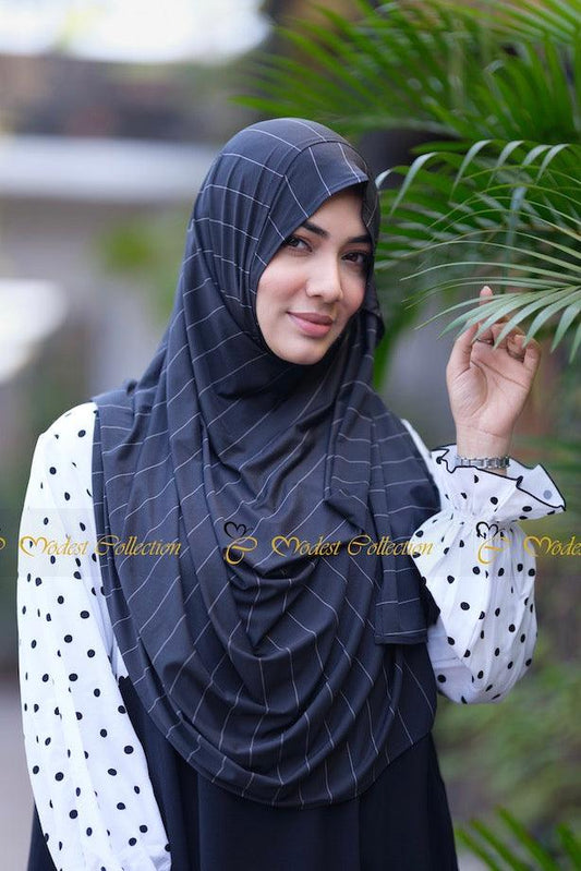 Instant hijab Striped Black - Modest Collection