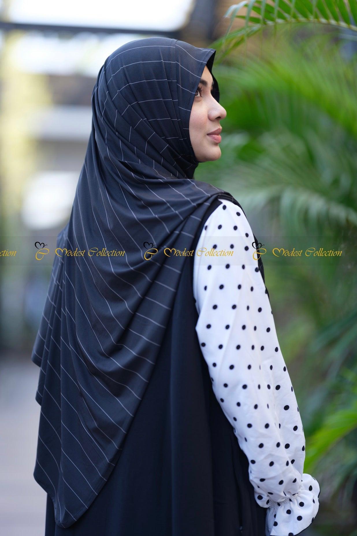 Instant hijab Striped Black - Modest Collection