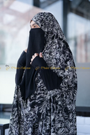 Georgette Khimar with Pockets Black Print