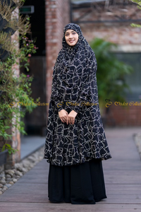 Georgette Khimar with pockets printed Black