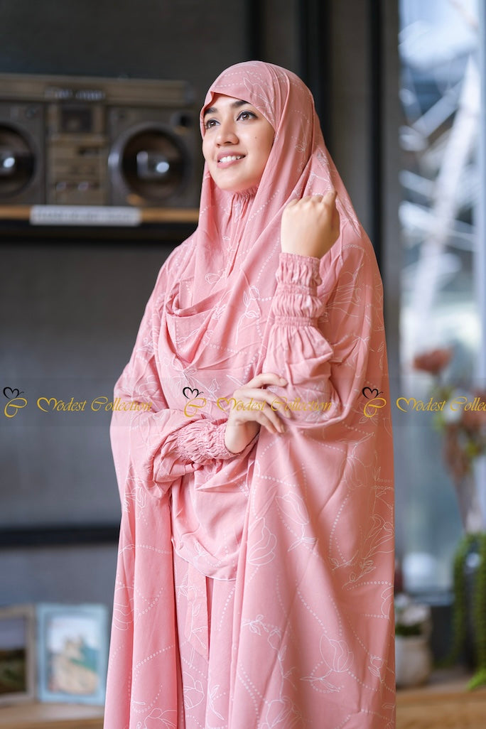 Georgette Khimar with Pockets Peach