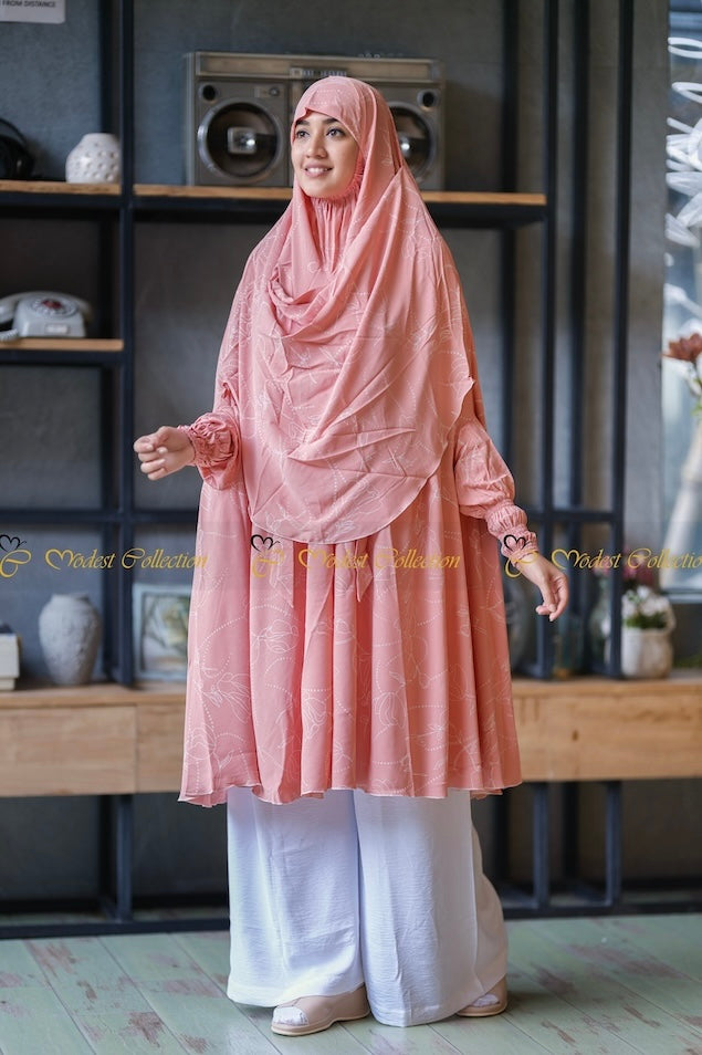 Georgette Khimar with Pockets Peach