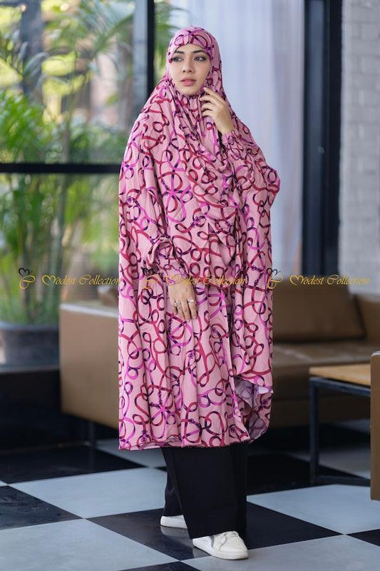 Niqab Khimar with Pockets pretty Pink
