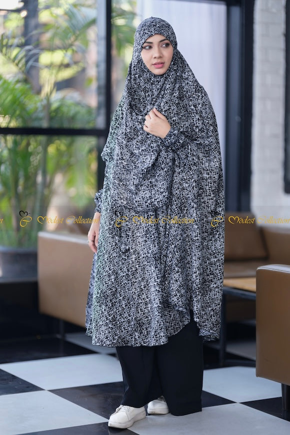 Niqab Khimar with pockets Monochrome