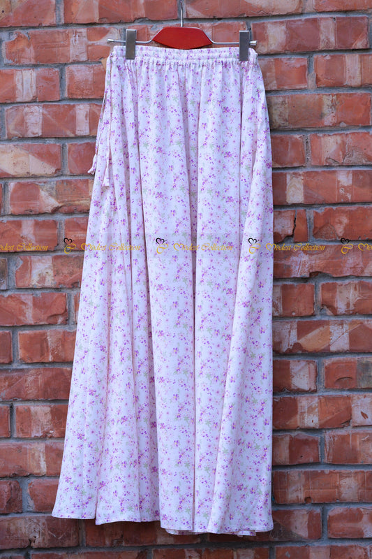 Long Skirt Floral White - Modest Collection
