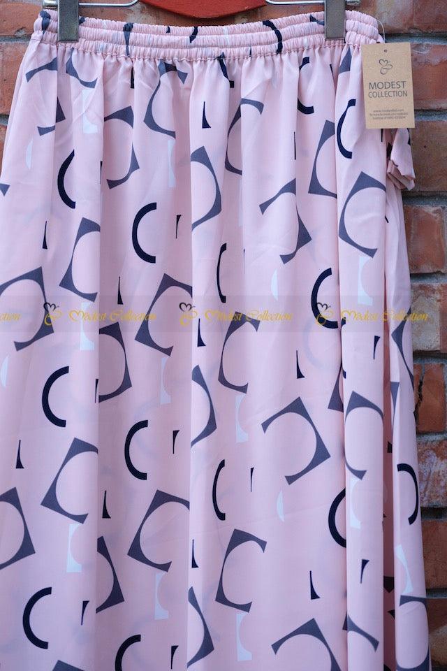 Long Skirt printed babypink - Modest Collection