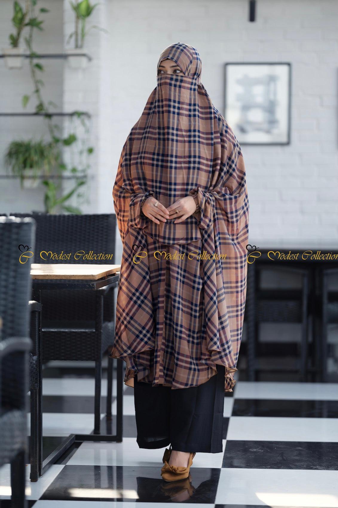 Niqab Khimar Burberry brown - Modest Collection