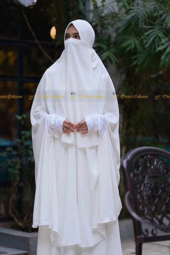 Niqab Khimar with pockets White