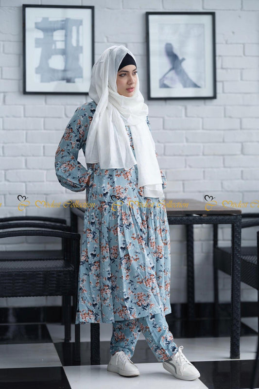 Nupur Tunic floral blue - Modest Collection