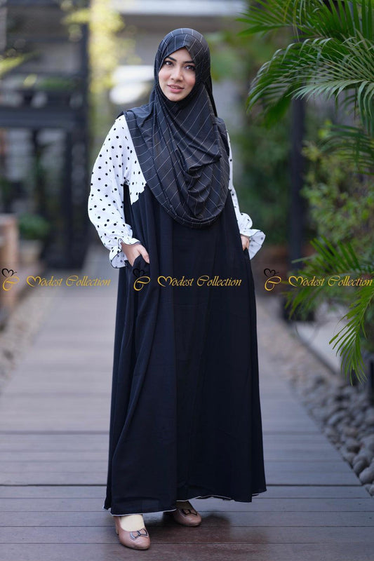 Polka Dot formal Abaya Black - Modest Collection