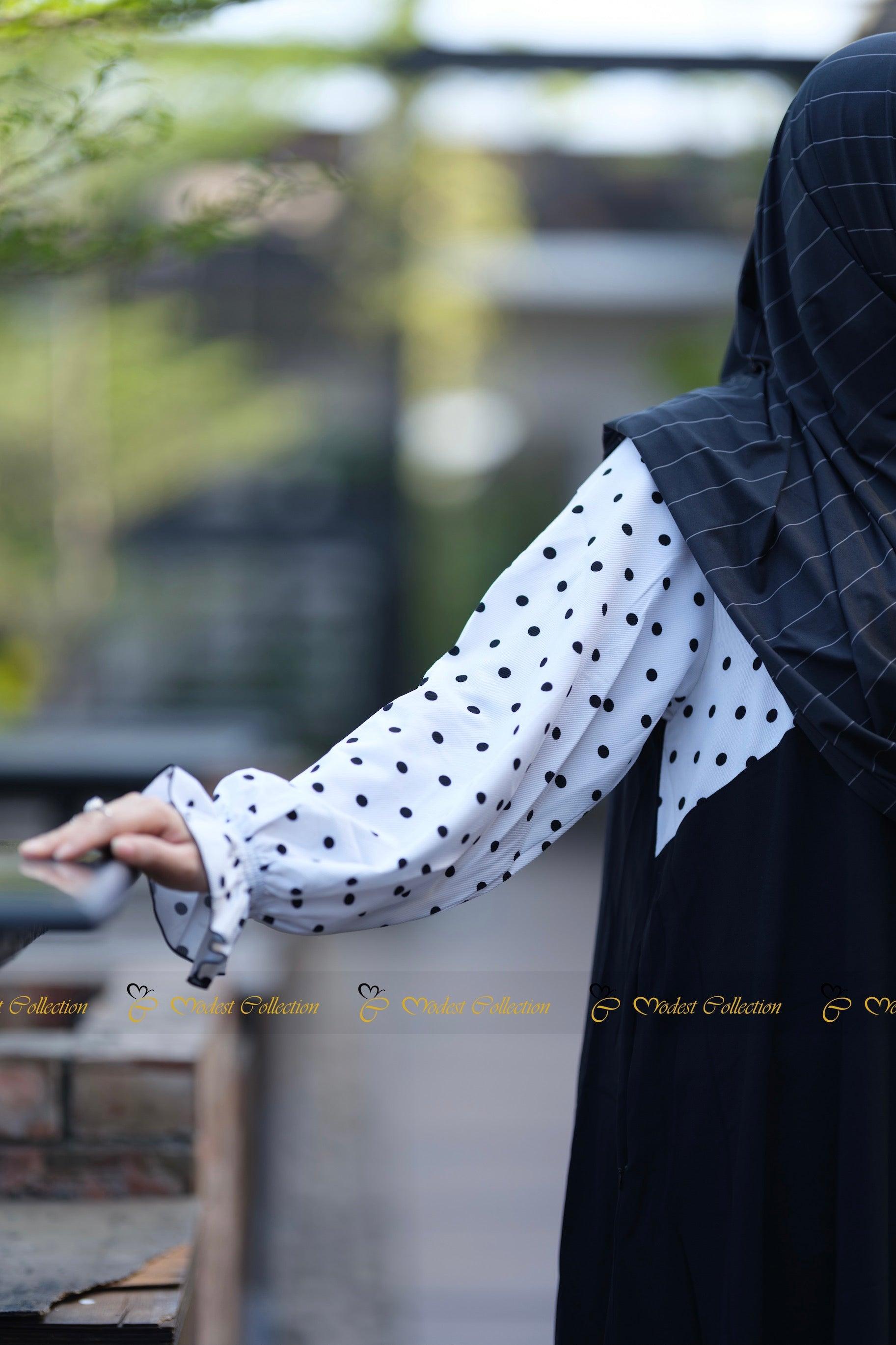 Polka Dot formal Abaya Black - Modest Collection