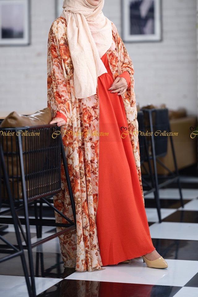 Roshny Abaya Orange bloom - Modest Collection