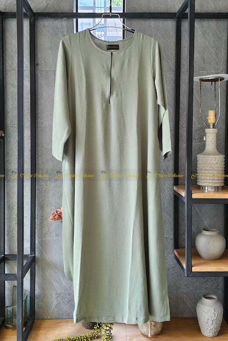 Basic Maxi Abaya/Slip Dress with pockets Moss