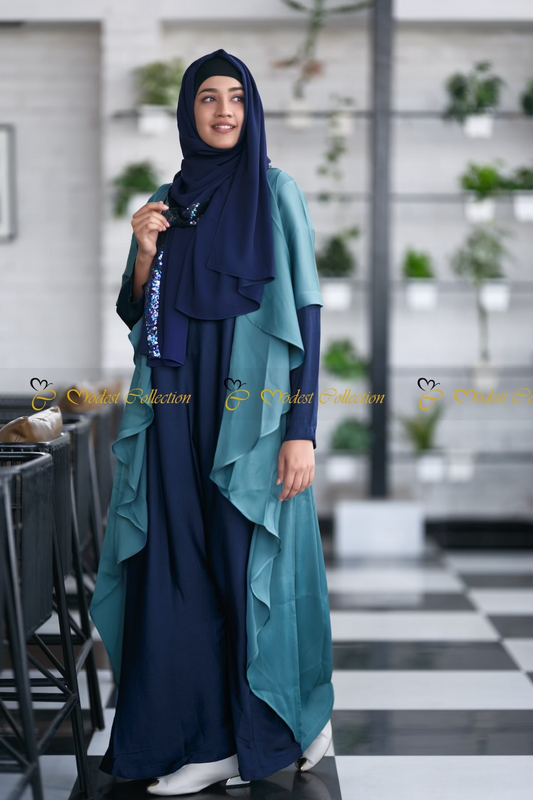 Waterfall Shrug Abaya Cobalt